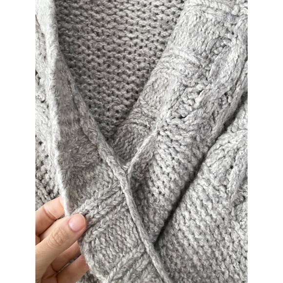 Anthropologie Sleeping On Snow Alpaca Chunky Knit Sweater S Grey Crossover Wrap - Picture 6 of 11